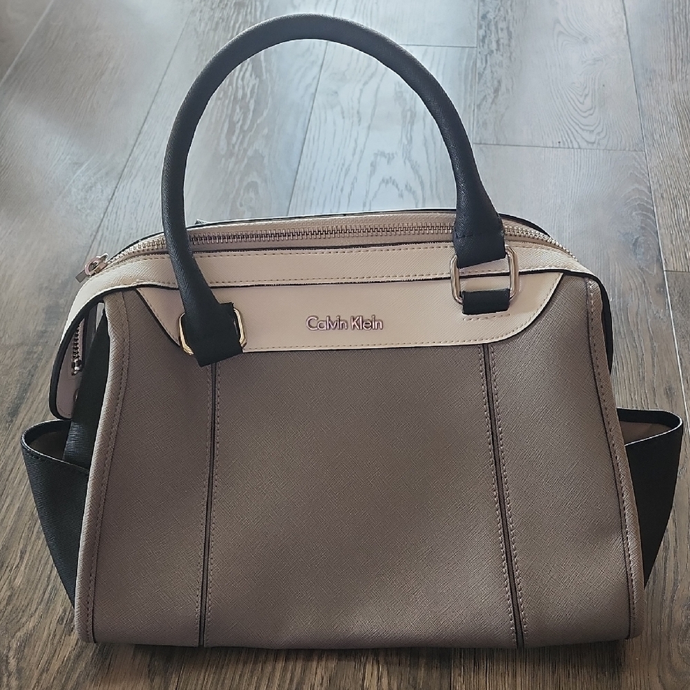Calvin Klein Beige and Black Satchel